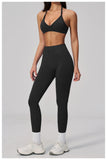 Breathable Quick Drying Yoga Set for Women Beauty Back Sports Bra High Waist Leggings Fitness Suit Outwear Gym Running Tracksuit