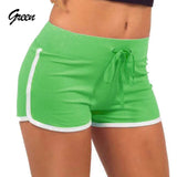 Women Cotton Shorts Yoga Short Pants Summer Fast Drying Sports Pants Contrast Binding Side Split Elastic Waist Casual Shorts