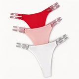 3pcs/Set Sexy Women Thongs New Fashion Intimate Lingerie Solid Comfortable Two Shiny Belts Ladies G-string Female Underwear