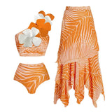New 2Pcs Ruffle Swimsuit Women Sexy Bikini Strappy Swimwear Floral Bikini Push Up Biquini Female Bathingsuit Slimming Beachwear