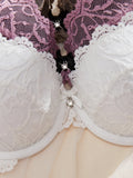 3PCS Daily Lace Trim Women's Underwear Set Rhinestone Push up Bra wite Underwire Soft & Stylish Female Slim Bra