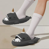 Summer Ice Cream Shark Slippers for Couples Cute Anti-Slip Thick Sole Indoor Bathroom Slides Men Women Beach Street Sandals