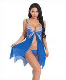 Toucheart Sexy Lingerie Set Women's Lace Nightgown Mesh See-through Suspender Dress Lace Patchwork Sexy Ultra Thin Pajama Set