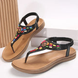 Fashion Mix Color Bohemian Sandals for Women 2025 New Clip-Toe Flat Heels Gladiator Shoes Woman Pu Leather Non-Slip Sandals