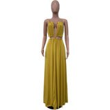 2025 Women's Dress Summer Holiday Solid Long Dresses Sexy Drawstring Lace Up Sleeveless Vestidos Para Mujer Club Party Outfits