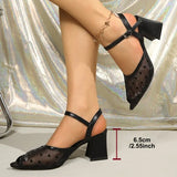 Heel Sandals for Women - Peep Toe Ankle Strap Dress Shoes, Comfortable Thick Heel for Office