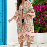 Printed Long Sleeve Crochet Knitted Cardigan Tunic Beach Cover Up Cover-ups Beach Dress Beach Wear Beachwear Female Women K7203