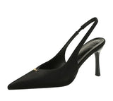 BIGTREE Shoes Sweet Metal Decoration Women Pumps Pointed High Heels silks satins heeled Sandals Women Summer Shoes Stiletto 8 cm