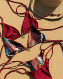 Sexy Beads Decorated Lace-up Bikini Women's Swimsuit Fashion Lady Low Waist Biquini Swimwear Mujer Bathing Suit Female Beachwear
