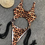 DEKA Long Tassel One Piece Swimwear Hollow Out Women Backless Swimming Suit Cut Out Halter Cross Swimsuit Female Beachwe Bathing