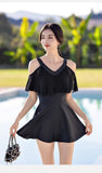 New Swimsuit for Women Soaking in Hot Springs, Concealing Flesh and Slimming, Conservative One-piece Skirt, Flat Angle Swimsuit