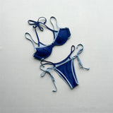 Halter Splicing Bikini Female Swimsuit Women Swimwear Two-pieces Bikini Set Underwired Strappy Bather Bathing Suit Swim V8173