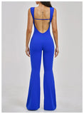 Slimming Yoga Jumpsuits Women Hollow Out Ruffles Backless Sportswear Fitness Back Hip-Lifting Leggings One-Piece Gym Bodysuits