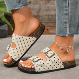Vinatge Polka-Dot Birken Slippers Women 2026 Fashion Double Buckle Thick Sole Clogs Sandals Woman Plus Size 43 Summer Sandles