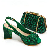 doershow nice African Shoes And Bag Matching Set With pink Hot Selling Women Italian Shoes And Bag Set For Party Wedding !HLO1-3