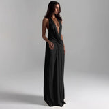 Temperament Halter Neck Party Dresses Women Sexy Deep V-neck Backless Package Hip Slit Dress Hot Girls Club Banquet Vestidos