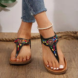 Fashion Mix Color Bohemian Sandals for Women 2025 New Clip-Toe Flat Heels Gladiator Shoes Woman Pu Leather Non-Slip Sandals