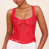 Lace Double Layer Fitted Corset Casaul Style Waist Trainer Mesh Solid Color Hollow Out Backless Suspenders Sleeveless Top CSSX
