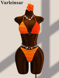 4PCS With Cover Up Skirt Gradient Bikini Women Swimwear Female Swimsuit Four-pieces Bikini set Bather Bathing Suit Swim V8303