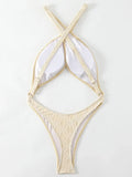 Tummy Cut Out Extreme Micro Thong Female Swimwear One Piece Swimsuit Women Cross Backless Monokini High Cut Bathing Suit Swim