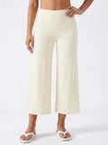 Women Solid Color Capri Pants High Waist Skinny 3/4 Length Flared Pants Casual Loose Fit Cropped Jogging Trousers Daily Summer