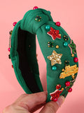 1PC Women Crystal Headbands for Girls Christmas Pearl Star Headband Holiday Hairbands Girls Christmas Party Hair Accessories