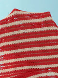 Vintage Red Striped Two Piece Bikini Set 2026 Women Shell Starfish V Neck Top High Waist Swimsuit Beach Bathing Suit Swimwear
