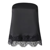 Women Solid Color Satin Tube Tops Summer Eyelash Lace Trim Backless Off-Shoulder Bandeau Backless Vest for Streetwear