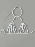 Luxury Pearls Chain Fringe Tassel Bikini Bottom Swim Brief Women Swimwear Female Bather Brazilian Tanga Panties Underwear