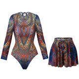 2025 Mesh Swimsuit with Long Pants High Waist Sexy Bathing Suit Swimdress Long Sleeve Beachwear Smart Casual Clothing for Women