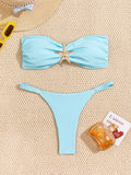 Sexy Bandeau Bikini Set 2026 Women Coffee Starfish Ornament Push Up Thong Swimsuit Brazilian Beach Bathing Suit Micro Swimwear