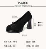 Spring Autumn Platform Mary Jane Shoes Women Thick High Heels Shoes Vintage Slip on Butterfly-knot Pumps 2026 New