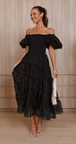 Foridol Off Shoulder Summer Spring Midi Dresses Women Casual Puff Sleeve A-line Beach Vestidos Yellow Beach Party New in Dress