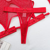 Toucheart Sexy Lingerie Set For Women Hollow Mesh See-through Sexy Temptation Free Underwear Long Sleeves Garters Lingerie Set