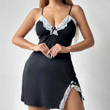 Womens Lingerie Sexy Lace Babydoll V Neck Sleepwear Cotton Nightgowns for Women Chemise