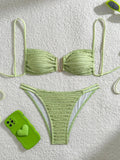 2026 Wrinkled U Ring Bandeau Bikini Women Swimwear Female Swimsuit Two-pieces Bikini Set Bather Pool Bathing Suit Swim Beachwear