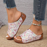 Mix Color Med Heels Slippers Women 2025 Summer Pu Leather Thick Platform Sandals Woman Lightweight Open Toe Non-Slip Flip Flops