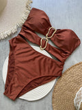 Sexy Red One Piece Swimwear Women Removable Shoulder Strap Ring Linked Bikini Monokini 2026 Backless Hollow Out Beach Swimsuit