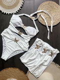 Hot Sale Butterfly Women One Piece Swimsuit Black Skirt Sexy Cut Out Swimwear Mujer Monikini Bathing Suit Lady Beach Suit