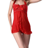 Sleepwear Women Sexy Lingerie Lace See Through Erotic Nightgowns Temptation Lady Backless Night Dress and Thong Set