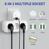 EU plug and socket 4 sockets, multi plug wall power plug and socket without extension cable or USB and Type-C port