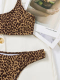DEKA Leopard Bikinis Set Woman Wrinkled Bandeau Two Pieces Thong Swimsuits Beachwear Bathing Suit Print Swimwear Biquini
