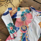 2024 New Print Long Sleeve One Piece Swimsuit Sexy Swimwear Women Backless Beachwear Surf Bathing Suit Push Up Monokini Female