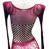 Sexy Spicy Girl Style Hollow-out Tearable One-piece Mesh Outfit Transparent Bodysuits Hollow Out For Woman Thin Bodysuits XEHY