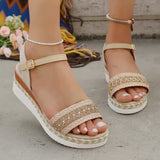 Zoki Plus Size Ankle Buckle Wedge Sandals for Women 2025 Summer Non Slip Beach Shoes Woman Lightweight Platform Sandles Female