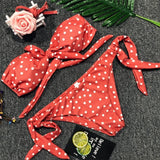 Leopard Knotted Polka Dot Bikini 2025 Women Strapless Bandeau Swimsuit Female Swimwear Two Pieces Bikini Set Bathing Suit Swim