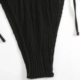 Deep V Neck Halter Wrinkled Female Swimwear One Piece Swimsuit Women Backless Monokini High Cut Bather Bathing Suit Swim Lady