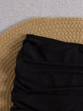 2026 Black Mesh Skirt Pants Swimsuit Sexy Swimwear Women Solid Bathers Bathing Swimming Trunks Swim Suit Female XXL