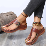 2026 Summer Women Wedge Sandals Premium Orthopedic Open Toe Sandals Vintage Anti-slip Leather Casual Female Platform Retro Shoes