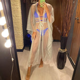 3 Colors Sexy Glitter Mesh Sheer See Through Tunic Beach Cover Up Cover-ups Beach Dress Beach Wear Beachwear Female Women V3217